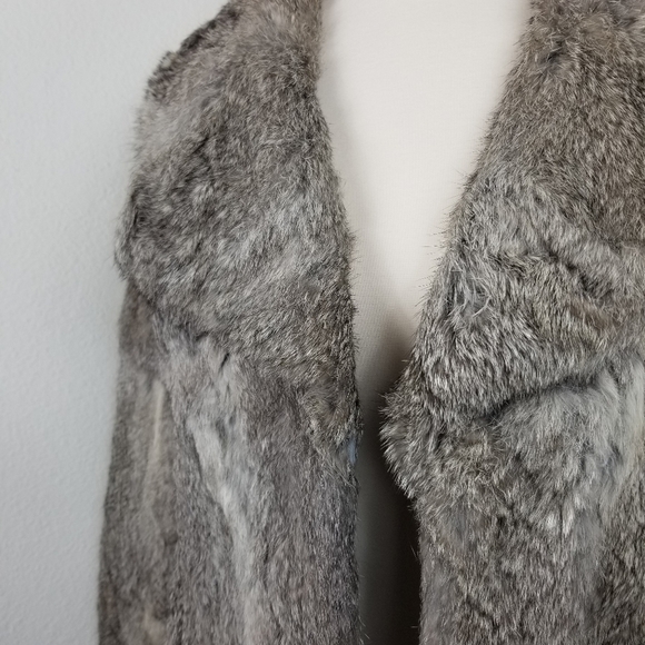 Vintage Safuron Rabbit Fur Jacket Trench Coat - Picture 4 of 10